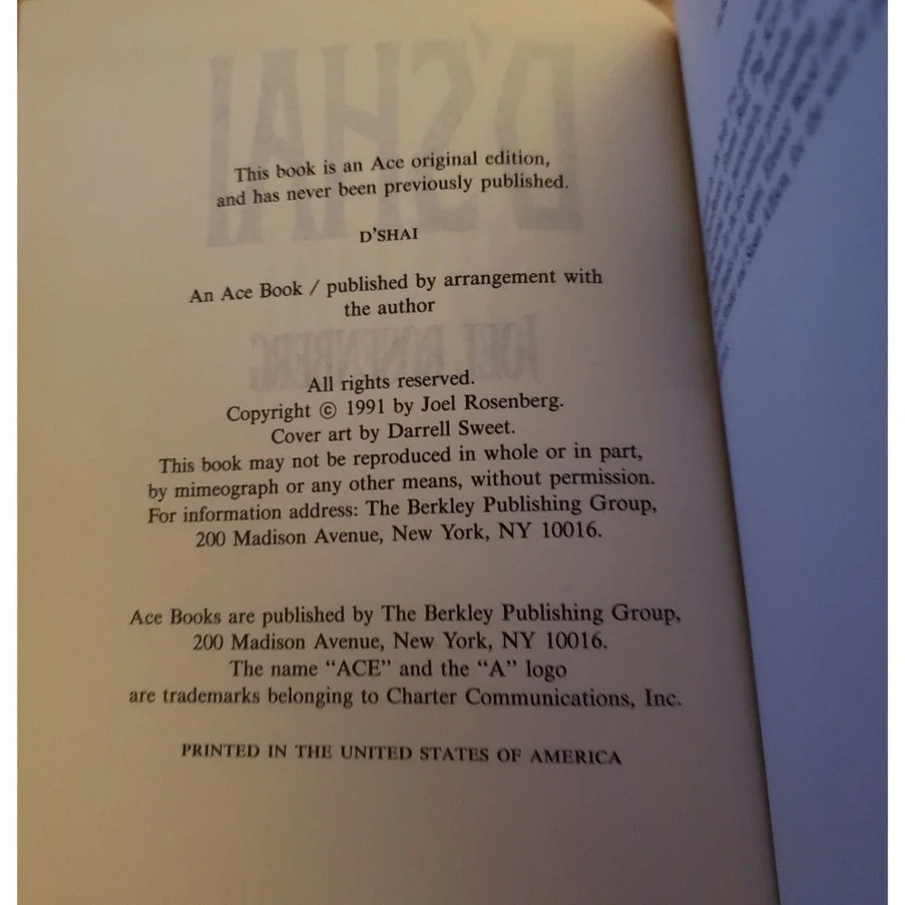D'Shai By Joel Rosenberg 1991‎ Hardcover Book